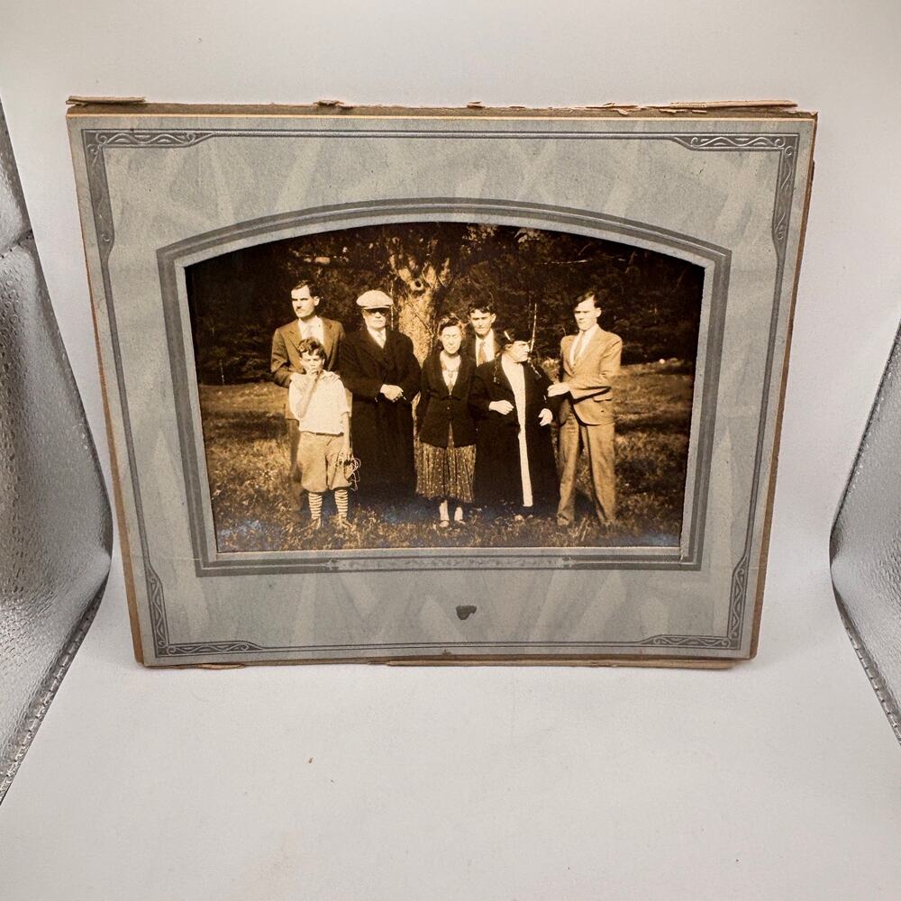Family Group Portrait~Early 1900s~Antique Sepia Photo on Old Board~7x 5" Picture